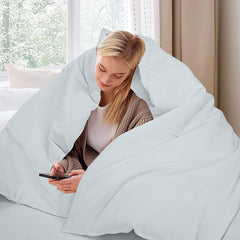 ROYALE LINENS White Duvet Cover - Duvet Cover Set - 3 Piece Double Brushed Duvet Covers with Zipper Closure, 1 Duvet Cover and 2 Pillow Shams (White)