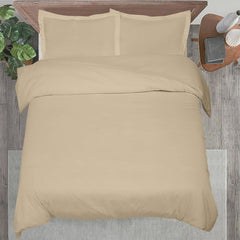 ROYALE LINENS Sand Duvet Cover - Duvet Cover Set - 3 Piece Double Brushed Duvet Covers with Zipper Closure, 1 Duvet Cover  and 2 Pillow Shams ( Sand)