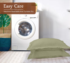 Royale Linens Pillow Shams 2 Pack -Brushed 1800 Microfiber -Bed Pillow Shams, Wrinkle & Fade Resistant Super Soft and Cozy -Back Overlap Closure - Oxford Pillowcase (Sage)