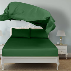 Royale Linen 2 Pack Bulk Flat Sheet - Top Sheet - Soft 1800 Microfiber - Wrinkle & Stain Resistant - for Hotel, Massage Table, Hospital, Dorm - Flat Sheet Sold Separately (Hunter Green)