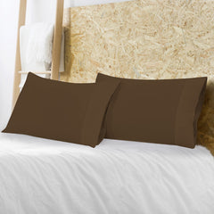 Royale Linens Pillowcase Set of 2 - Bed Pillow Cover -  Chocolate Pillowcases - 1800 Brushed Microfiber, Wrinkle & Fade Resistant - Soft & Cozy- Pillow Case (Chocolate)