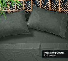 Royale Linens Cooling Pillow Cases Set of 2-100% Rayon Derived from Bamboo Cooling Pillowcase for Hot Sleepers - Soft & Silky Pillow Covers with Envelope Closure (Grey)