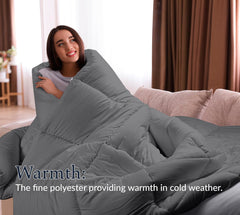 ROYALE Comforter - All Season Down Alternative Bedding Comforter - Lightweight Quilted Comforter with Corner Tabs - Ultra Soft Luxury Hotel Comforter - Box Stitched Duvet Insert ( Grey)