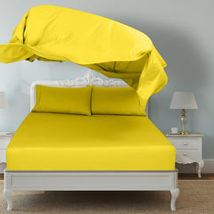 Royale Linen 2 Pack Bulk Flat Sheet - Top Sheet - Soft 1800 Microfiber - Wrinkle & Stain Resistant - for Hotel, Massage Table, Hospital, Dorm - Flat Sheet Sold Separately ( Yellow)