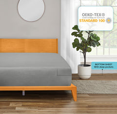 Royale LINENS 300 Thread Count 100% Long Staple Combed Cotton Fitted Sheet - Soft Deep Pocket Bottom Sheet - Silver Fitted Sheet - Fitted Sheet Only - Elastic Sheet (Silver)