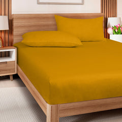 Royale Linens 300 Thread Count 100% Long Staple Combed Cotton Fitted Sheet - Super Soft Deep Pocket Sheet - Yellow Fitted Sheet Size - Fitted Sheet Only - Elastic Sheet (Yellow)