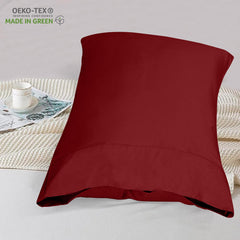 ROYALE LINENS 300 Thread Count 100% Long Staple Combed Cotton Pillowcases Set of 2 - Ultra Soft - Bed Pillow Cover  - Breathable, Cool & Crisp Percale Red Pillow Cases ( Red)