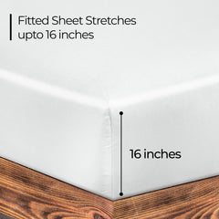 ROYALE LINENS 300 Thread Count 100% Long Staple Combed Cotton Fitted Sheet - Super Soft Deep Pocket Bottom Sheet - White Fitted Sheet  -Fitted Sheet Only - Elastic Sheet (White)