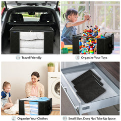 Royale Large Capacity Clothes Storage Bag Organizer with Strong Handle- 90L Fabric Bag - Zipper Closure - Storage Container for Organizing Bedroom, Closet, Clothing, Comforter with Clear Window