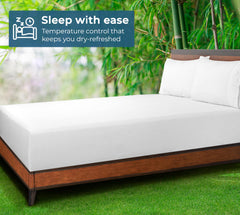 Royale Linens Bamboo Viscose Fitted Sheet Only - Cooling Fitted Sheets - Deep Pocket Upto 16" - Organic Viscose Derived from Bamboo - Breathable &Silky Bottom Sheet (White)