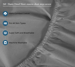 ROYALE LINENS 400 Thread Count 100% American Grown Cotton 4 Piece Sateen Sheet Set - 1 Fitted Sheet, 1 Flat Sheet, 2 Pillow case - Grey Bedsheet - Cotton Sheets - ( Spanish Slate)