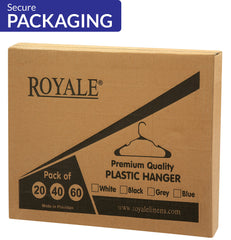 ROYALE Black Plastic Hangers for Clothes - Heavy Duty Plastic Clothes Hanger Ideal for Everyday Standard Use - Lightweight & Space Saving Notched Plastic Hangers - Slim & Sleek Shoulder Groove