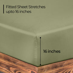 Royale Linens Fitted Sheet - Brushed Hotel Quality 1800 Ultra-Soft Wrinkle & Fade Resistant - Bottom Sheet - Deep Pocket Stretches Up to 16" - Fitted Sheet Only - Elastic Sheet (SageGreen)