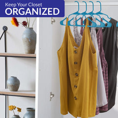 ROYALE Blue Plastic Hangers for Clothes - Heavy Duty Plastic Clothes Hanger Ideal for Everyday Standard Use - Lightweight & Space Saving Notched Plastic Hangers - Slim & Sleek Shoulder Groove