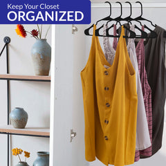 ROYALE Black Plastic Hangers for Clothes - Heavy Duty Plastic Clothes Hanger Ideal for Everyday Standard Use - Lightweight & Space Saving Notched Plastic Hangers - Slim & Sleek Shoulder Groove