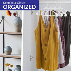 ROYALE White Plastic Hangers For Clothes - Heavy Duty Plastic Clothes Hanger Ideal For Everyday Standard Use - Lightweight & Space Saving Notched Plastic Hangers - Slim & Sleek Shoulder Groove