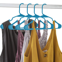 ROYALE Blue Plastic Hangers for Clothes - Heavy Duty Plastic Clothes Hanger Ideal for Everyday Standard Use - Lightweight & Space Saving Notched Plastic Hangers - Slim & Sleek Shoulder Groove
