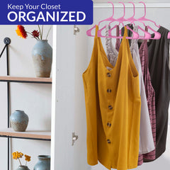 ROYALE Pink Plastic Hangers for Clothes - Heavy Duty Plastic Clothes Hanger Ideal for Everyday Standard Use - Lightweight & Space Saving Notched Plastic Hangers - Slim & Sleek Shoulder Groove