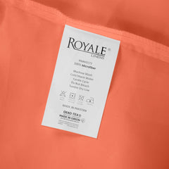 Royale Linens Fitted Sheet - Brushed Hotel Quality 1800 Ultra-Soft Wrinkle & Fade Resistant - Bottom Sheet - Deep Pocket Stretches Up to 16" - Fitted Sheet Only - Elastic Sheet (Coral)