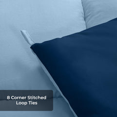 ROYALE Comforter - All Season Down Alternative Bedding Comforter - Lightweight Quilted Comforter with Corner Tabs - Luxury Hotel Comforter - Box Stitched Duvet Insert (Navy & Lake Blue)