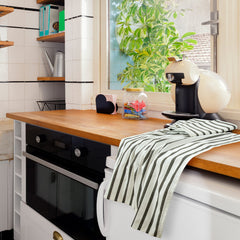 ROYALE Kitchen Towel 4 Pack - 100% Cotton Kitchen Dish Towel - Tea Towels - Reusable Cleaning Cloths - Highly Absorbent Bar Towel - Large Dish Towels - Wiping Cloth - ( Black Stripe)