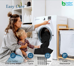 Royale Linens 400 Thread Count 100% American Grown Cotton Fitted Sheet - All Around Elastic Fitted Sheet - Luxury Sateen Weave - Snug Fit Bottom Sheet Fit Up To 16 Inch (Night Black)