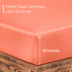 Royale Linens Fitted Sheet - Brushed Hotel Quality 1800 Ultra-Soft Wrinkle & Fade Resistant - Bottom Sheet - Deep Pocket Stretches Up to 16" - Fitted Sheet Only - Elastic Sheet (Coral)