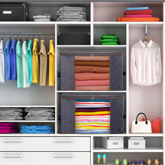 Royale Large Capacity Clothes Storage Bag Organizer with Strong Handle- 90L Fabric Bag - Zipper Closure - Storage Container for Organizing Bedroom, Closet, Clothing, Comforter with Clear Window