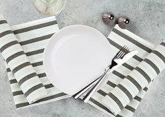 ROYALE Kitchen Towel 4 Pack - 100% Cotton Kitchen Dish Towel - Tea Towels - Reusable Cleaning Cloths - Highly Absorbent Bar Towel - Large Dish Towels - Wiping Cloth - ( Black Stripe)