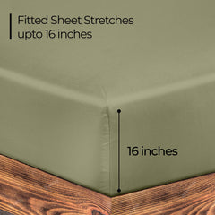 Royale Linens Fitted Sheet - Brushed Hotel Quality 1800 Ultra-Soft Wrinkle & Fade Resistant - Bottom Sheet - Deep Pocket Stretches Up to 16" - Fitted Sheet Only - Elastic Sheet (SageGreen)