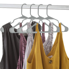 ROYALE Grey Plastic Hangers for Clothes - Heavy Duty Plastic Clothes Hanger Ideal for Everyday Standard Use - Lightweight & Space Saving Notched Plastic Hangers - Slim & Sleek Shoulder Groove