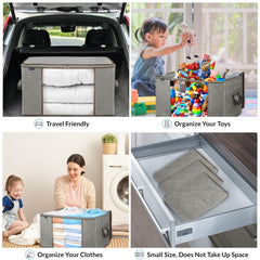 Royale Large Capacity Clothes Storage Bag Organizer with Strong Handle - 90L Fabric Bag- Zipper Closure - Storage Container for Organizing Bedroom, Closet, Clothing, Comforter with Clear Window