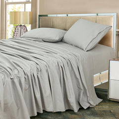 ROYALE LINENS 300 Thread Count 100% Long Staple Combed Cotton Narrow Stripe Sheet Set - 4 Piece Bed - 1 Fitted Sheet, 1 Flat Sheet, 2 Pillow Case - Cool & Crisp Sheet Set (Grey Stripes)