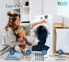 Royale Linens 400 Thread Count 100% American Grown Cotton Fitted Sheet  - All Around Elastic Fitted Sheet - Luxury Sateen Weave - Snug Fit Bottom Sheet Fit Up To 16 Inch ( Rivera Navy)