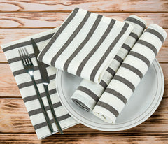 ROYALE Kitchen Towel 4 Pack - 100% Cotton Kitchen Dish Towel - Tea Towels - Reusable Cleaning Cloths - Highly Absorbent Bar Towel - Large Dish Towels - Wiping Cloth - ( Black Stripe)