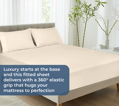 Royale Linens 100% Organic Cotton Percale Weave Super Soft Deep Pocket Bottom Sheets Elastic Sheet Fitted Sheets Only