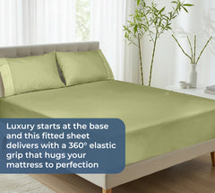 Royale Linens 100% Organic Cotton Percale Weave Super Soft Deep Pocket Bottom Sheets Elastic Sheet Fitted Sheets Only