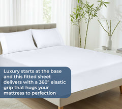 Royale Linens 100% Organic Cotton Percale Weave Super Soft Deep Pocket Bottom Sheets Elastic Sheet Fitted Sheets Only
