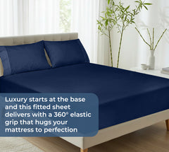 Royale Linens 100% Organic Cotton Percale Weave Super Soft Deep Pocket Bottom Sheets Elastic Sheet Fitted Sheets Only