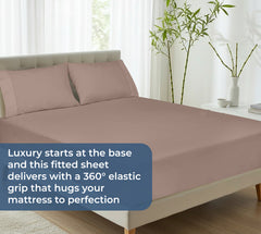 Royale Linens 100% Organic Cotton Percale Weave Super Soft Deep Pocket Bottom Sheets Elastic Sheet Fitted Sheets Only