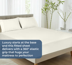 Royale Linens 100% Organic Cotton Percale Weave Super Soft Deep Pocket Bottom Sheets Elastic Sheet Fitted Sheets Only