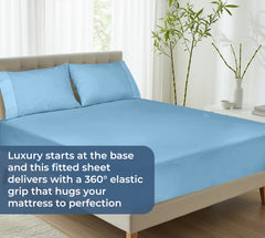 Royale Linens 100% Organic Cotton Percale Weave Super Soft Deep Pocket Bottom Sheets Elastic Sheet Fitted Sheets Only