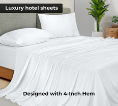 Royale Linens Flat Sheet Only - Brushed 1800 Microfiber - Ultra Soft & Breathable - Wrinkle & Stain Resistant - Hotel Quality Flat Sheet Sold Separately - Top Sheet For Bed - ( White)