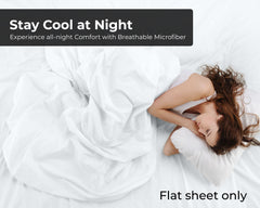 Royale Linens Flat Sheet Only - Brushed 1800 Microfiber - Ultra Soft & Breathable - Wrinkle & Stain Resistant - Hotel Quality Flat Sheet Sold Separately - Top Sheet For Bed - ( White)