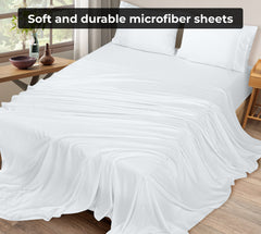 Royale Linens Flat Sheet Only - Brushed 1800 Microfiber - Ultra Soft & Breathable - Wrinkle & Stain Resistant - Hotel Quality Flat Sheet Sold Separately - Top Sheet For Bed - ( White)