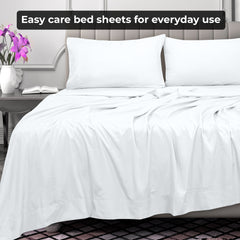 Royale Linens Flat Sheet Only - Brushed 1800 Microfiber - Ultra Soft & Breathable - Wrinkle & Stain Resistant - Hotel Quality Flat Sheet Sold Separately - Top Sheet For Bed - ( White)