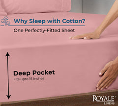 Royale Linens 100% Organic Cotton Percale Weave Super Soft Deep Pocket Bottom Sheets Elastic Sheet Fitted Sheets Only
