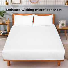 Royale Linens Fitted Sheet - Brushed Hotel Quality 1800 Ultra-Soft Wrinkle & Fade Resistant - Bottom Sheet - Deep Pocket Stretches Up to 16" - Fitted Sheet Only - Elastic Sheet (White)