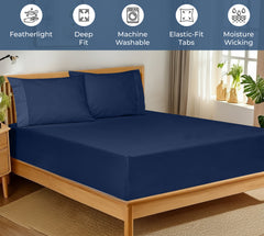 Royale Linens 100% Organic Cotton Percale Weave Super Soft Deep Pocket Bottom Sheets Elastic Sheet Fitted Sheets Only