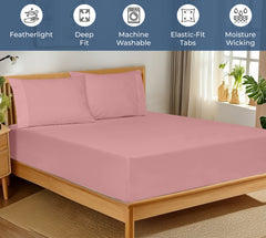 Royale Linens 100% Organic Cotton Percale Weave Super Soft Deep Pocket Bottom Sheets Elastic Sheet Fitted Sheets Only